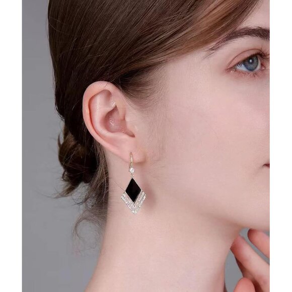 Black Gold Lightweight Statement Dangle Hypoallergic Earrings For Women Trendy - Picture 4 of 8